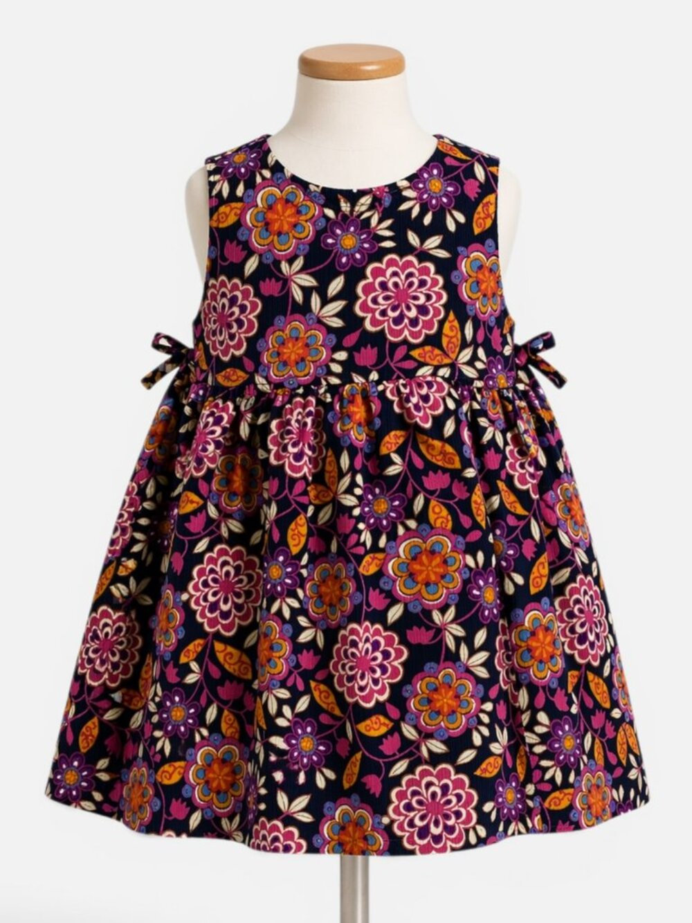 Hanna Andersson Corduroy Floral Dress Toddler 3T Jumper Sleeveless Fall Winter